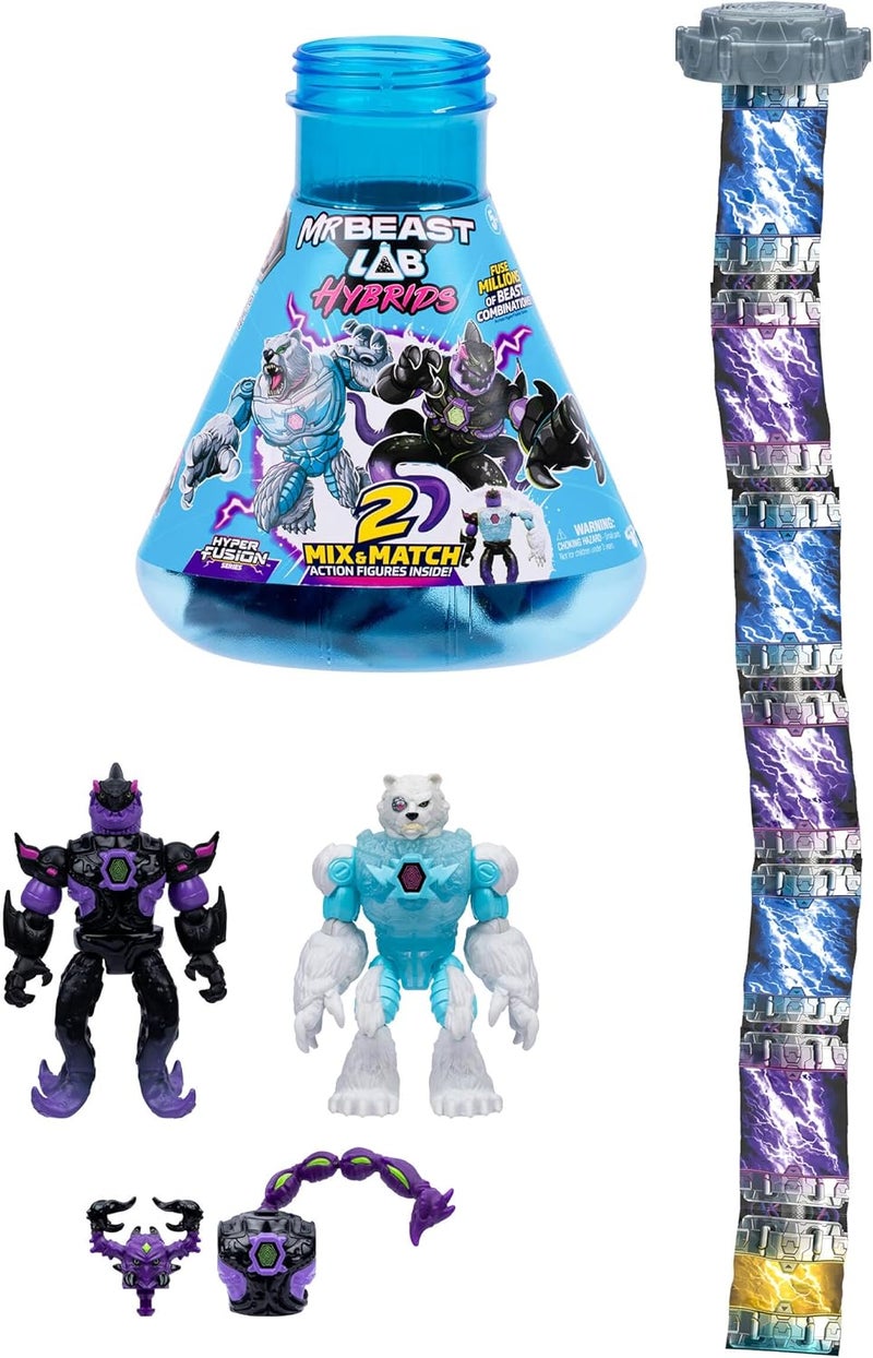 MrBeast Lab مجموعة شخصيات الحركة الهجينة من مختبر مستر بيست – اكتشف وامزج الأجزاء لإنشاء وحشين هجينيين - Image 3