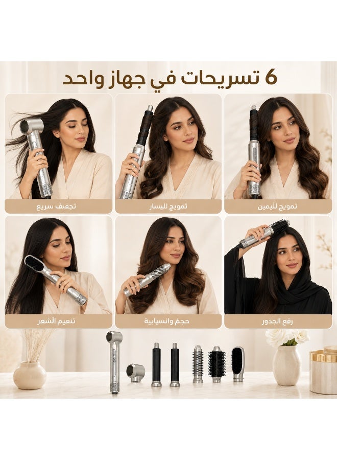 UKLISS 1400W High Speed Hair Blow Dryer Brush 6 in 1 Set, Professional Salon Hot Air Styler, Auto Curling Iron, Straightening & Volumizing Brushes, Low Noise Anti-Frizz - Image 3