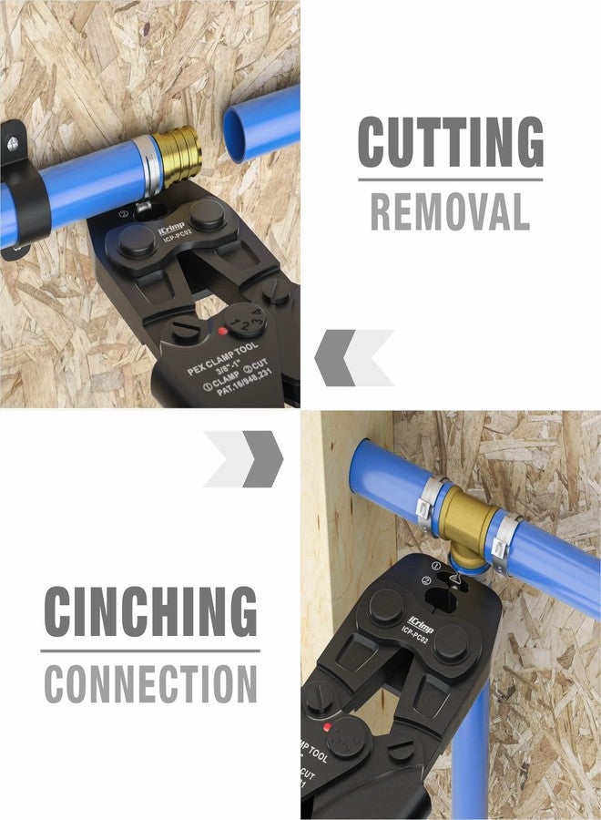 IWISS iCrimp ICP-PC02 PEX Clamp Tool for Pinching and Removing Stainless Steel PEX Clamp Rings, 3/8", 1/2", 3/4", 5/8" and 1", PEX Clamp Removal Tool - Image 4