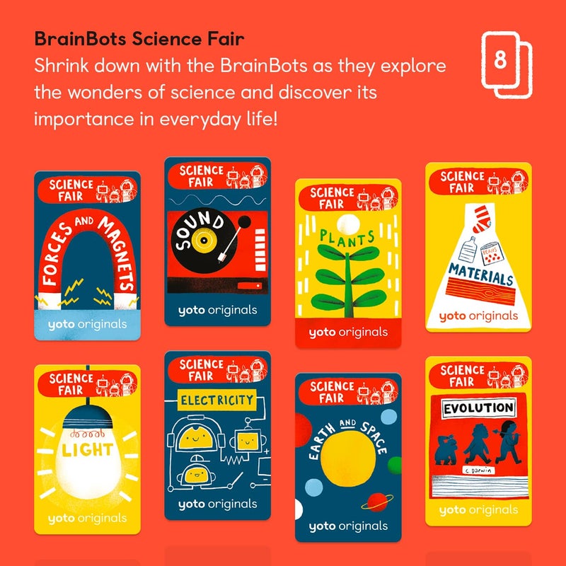 Yoto BrainBots Science Fair - 8 Kids Audiobook Cards for Use with Player & Mini All-in-1 Audio Player, Educational Screen-Free Listening with Fun Stories for Learning & Interactive Quizzes, Ages 6+ - Image 2