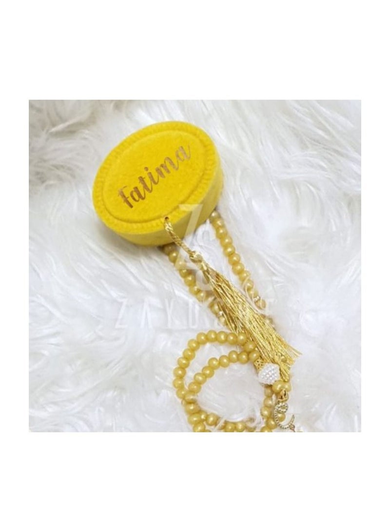 Tasbeeh Pearl Tasbeeh With Personalized Case – Yellow