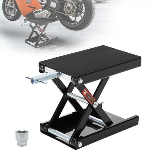 Donext Motorcycle Lift Scissor Jack, 1200 LB Capacity Wide Deck Hoist Stand Maintenance Bikes ATVs Garage Repair Center Stand Lift Jack, Black - Image 1