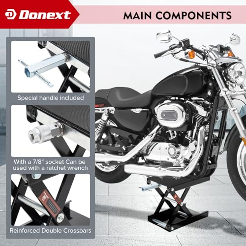 Donext Motorcycle Lift Scissor Jack, 1200 LB Capacity Wide Deck Hoist Stand Maintenance Bikes ATVs Garage Repair Center Stand Lift Jack, Black - Image 5