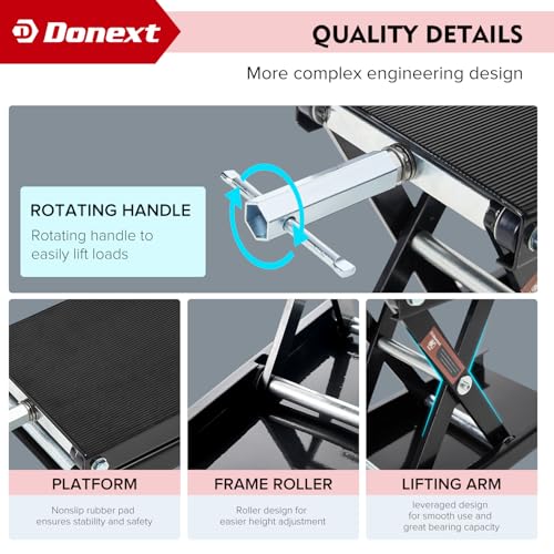 Donext Motorcycle Lift Scissor Jack, 1200 LB Capacity Wide Deck Hoist Stand Maintenance Bikes ATVs Garage Repair Center Stand Lift Jack, Black - Image 4