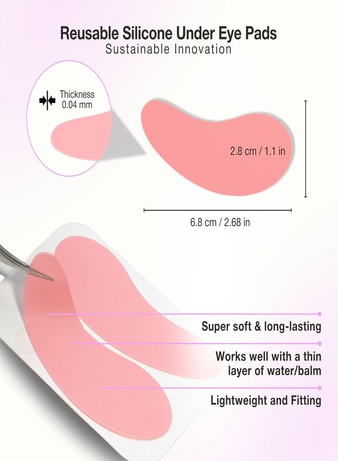 Curacoro Reusable Eye Pads, Silicone Under Eye Patches Lash Lift Cover Eyelash Extension | Soft Pads for Sensitive Skin during Eyelash Perm Lamination & Lash Extensions Remover (Pink, Style 3 - Image 4