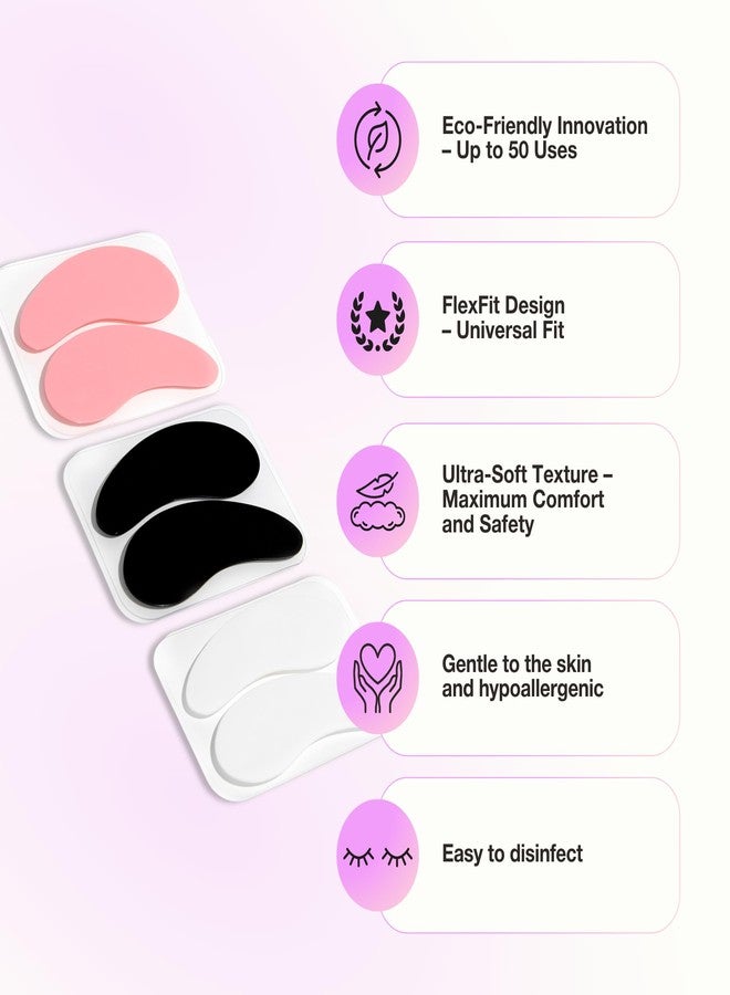 Curacoro Reusable Eye Pads, Silicone Under Eye Patches Lash Lift Cover Eyelash Extension | Soft Pads for Sensitive Skin during Eyelash Perm Lamination & Lash Extensions Remover (Pink, Style 3 - Image 2