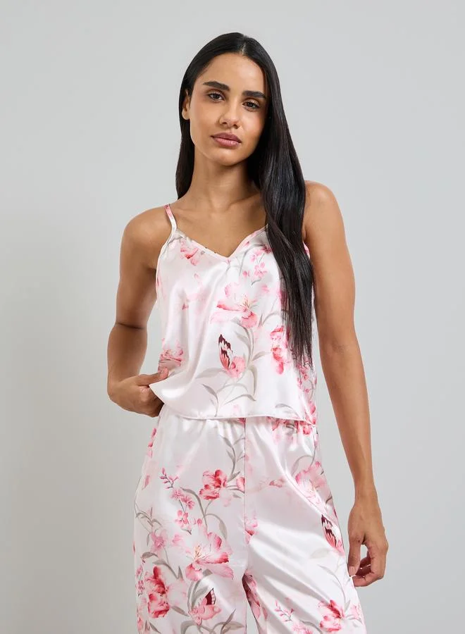Take Two Light Pink Floral Print Cami and Pyjama Set