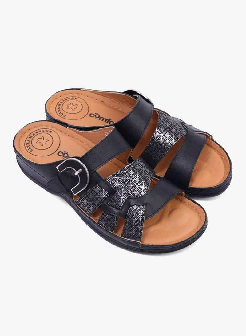 Comfort Plus Comfort Plus Stylish and Comfortable Double Buckle Sandals Black