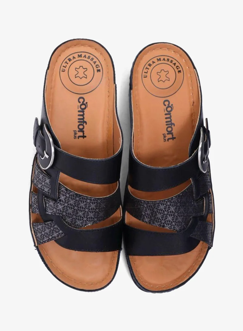 Comfort Plus  Comfort Plus Stylish and Comfortable Double Buckle Sandals Black for Women | Best Price UAE