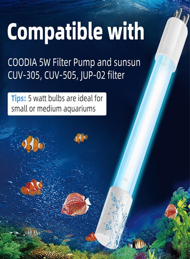 Trdzi 5W UV Light Bulb Replacement for COODIA 5W Filter Pump, Aquarium UVC Bulb Compatible with Sunsun CUV-305, CUV-505, JUP-02 Filter, 4-Pin Base, 2 Pack - Image 4