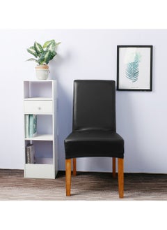 DUNISO Dining Chair Covers, Solid Pu Leather Waterproof and Oilproof Stretch Dining Chair Protector Cover Slipcover Elastic Stretch Armless Removable Waterproof Chair Protector  - Image 1