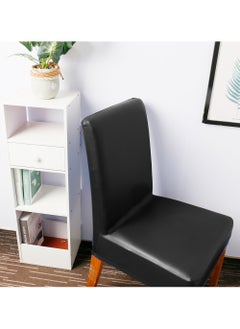 DUNISO Dining Chair Covers, Solid Pu Leather Waterproof and Oilproof Stretch Dining Chair Protector Cover Slipcover Elastic Stretch Armless Removable Waterproof Chair Protector  - Image 3