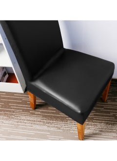 DUNISO Dining Chair Covers, Solid Pu Leather Waterproof and Oilproof Stretch Dining Chair Protector Cover Slipcover Elastic Stretch Armless Removable Waterproof Chair Protector  - Image 4