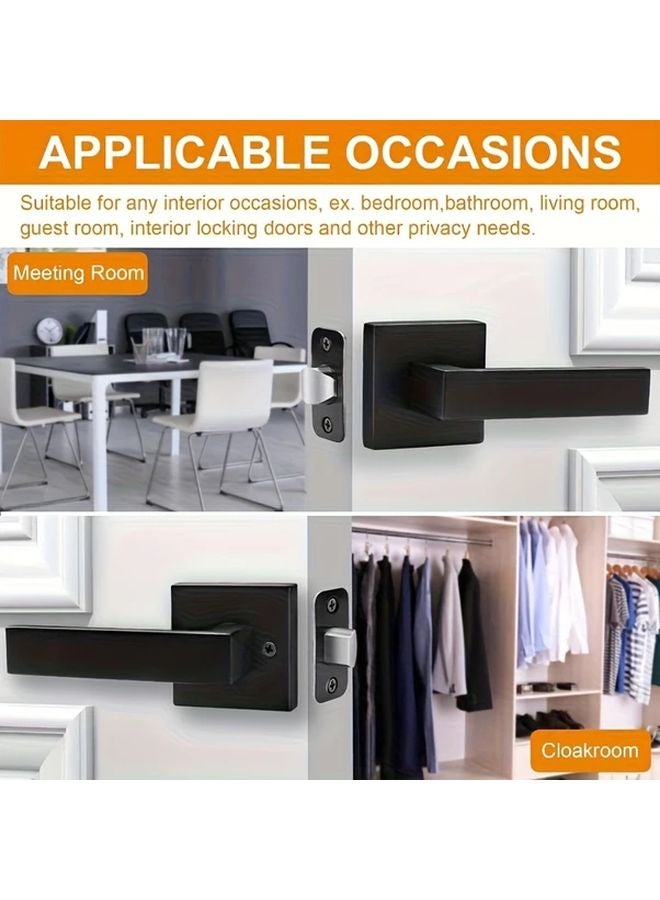 1pc Matte Black Passage Door Lever Privacy Handle Keyless Interior Bedroom Bathroom - Image 3