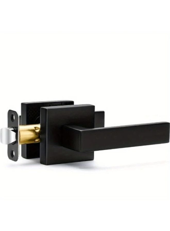 1pc Matte Black Passage Door Lever Privacy Handle Keyless Interior Bedroom Bathroom - Image 1
