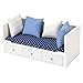 KH866 112 Scale Miniature Doll House Couch Mini Sofa Day Bed for 6 Inch Dolls High Simulation Upholstered Wooden Fabric Loveseat with Pillows Modern Living Room Furniture Realistic Model Decoration - Image 2