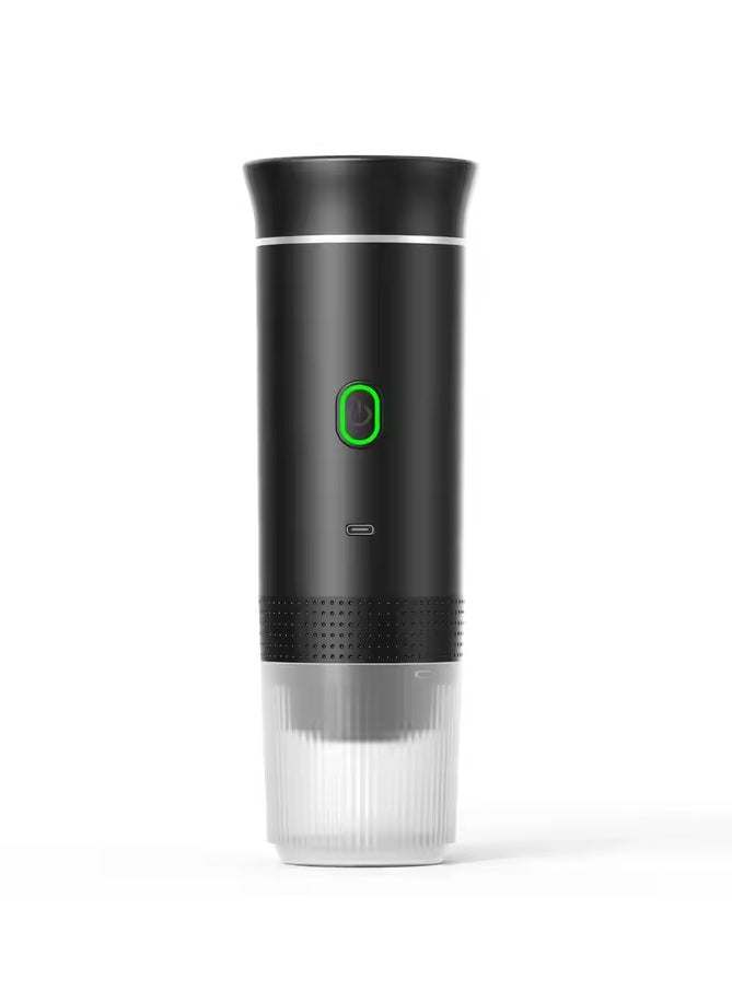 Generic Portable Electric Coffee Machine | Self-Heating Travel Coffee Maker | 15 Bar Pressure | Capsule & Ground Coffee Compatible | For Travel, Office, and Car Use - Black 