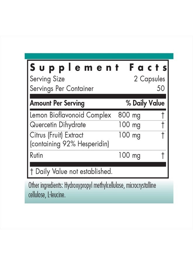 Nutricology - Quercetin Bioflavonoids - Lemon Bioflavonoid Complex, Rutin, Citrus Extract, Hesperidin, Vegetarian Capsules - 100 Count - Image 1