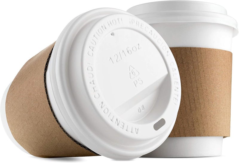 NYHI 200 Pack 8 oz White Paper Disposable Coffee Cups with Lids and Sleeves Hot Cold Beverage Drinking Cup for Water Juice Espresso Tea Ideal for Water Coolers Party - Image 2