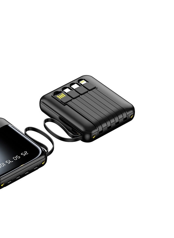 كنز شحن الشاشة الرقمية مضغوط ومحمول مع أربعة كبلات USB ، 10000 مللي أمبير ، مصدر طاقة محمول صغير عالمي لجميع الهواتف المحمولة والأجهزة اللوحية ، شاشة عرض رقمية كبيرة سوداء - Image 3