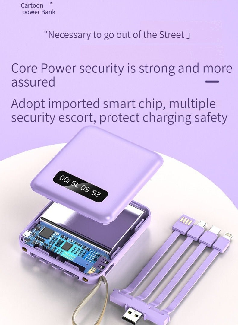 كنز شحن الشاشة الرقمية مضغوط ومحمول مع أربعة كبلات USB ، 10000 مللي أمبير ، مصدر طاقة محمول صغير عالمي لجميع الهواتف المحمولة والأجهزة اللوحية ، شاشة عرض رقمية كبيرة سوداء - Image 4