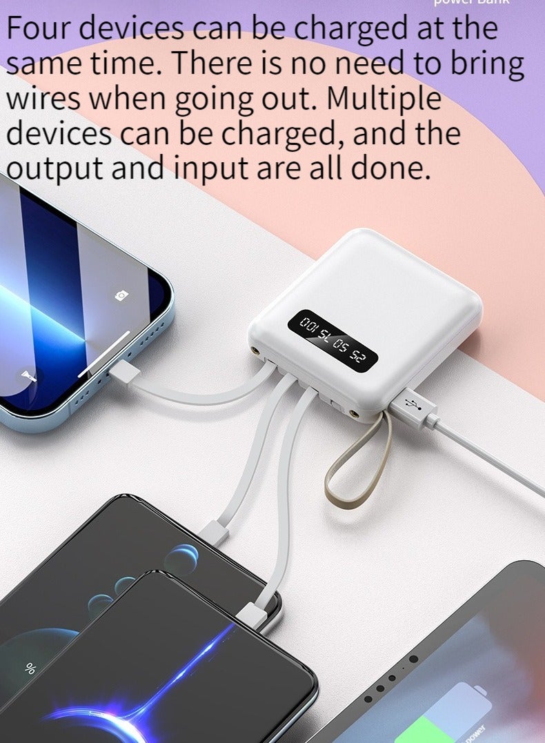 كنز شحن الشاشة الرقمية مضغوط ومحمول مع أربعة كبلات USB ، 10000 مللي أمبير ، مصدر طاقة محمول صغير عالمي لجميع الهواتف المحمولة والأجهزة اللوحية ، شاشة عرض رقمية كبيرة سوداء - Image 2