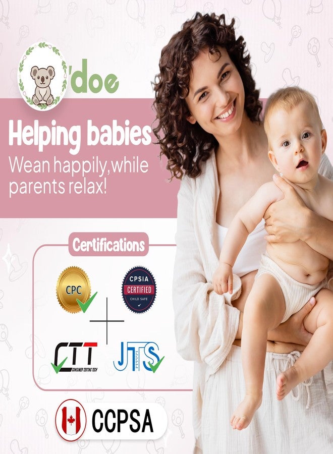 O'doe 17-Piece BPA-Free Silicone Baby Feeding Set | Thick & Soft Suction Plates, Baby Food Bowl, Wooden Fork & Spoon, and More | Make Mealtime Fun and Easy for Your Little One | Rose Pink V2 - Image 2