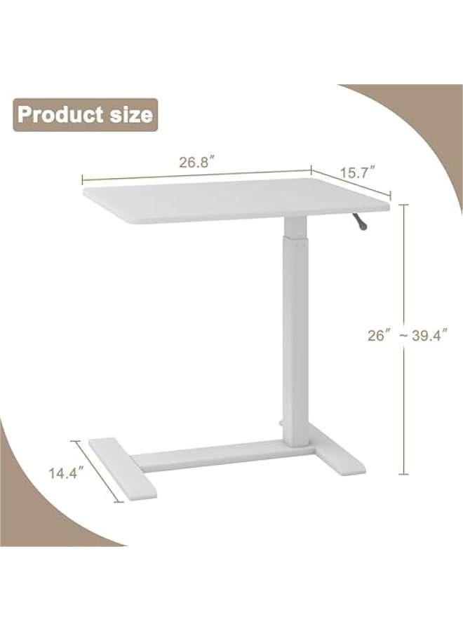 Arabest Medical Overbed Table with Pneumatic Lift and Hidden Casters Mobile Laptop Desk and Rolling Computer Cart – Height Adjustable Bedside Table for Hospital Recovery Home Office or Bedroom Use - Image 2