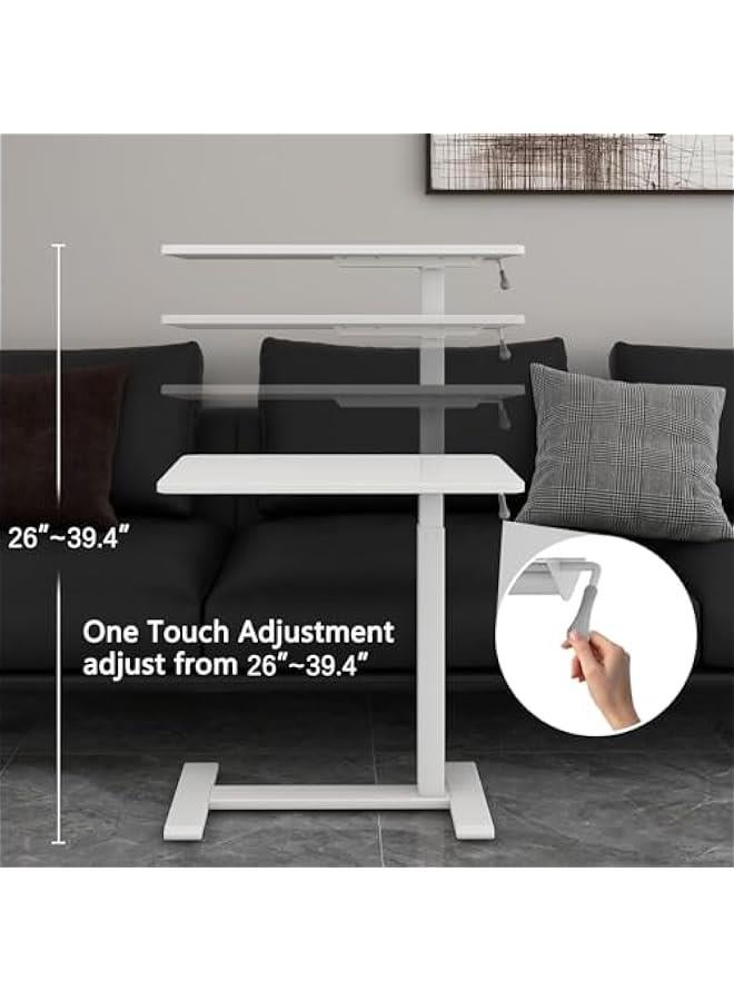 Arabest Medical Overbed Table with Pneumatic Lift and Hidden Casters Mobile Laptop Desk and Rolling Computer Cart – Height Adjustable Bedside Table for Hospital Recovery Home Office or Bedroom Use - Image 3