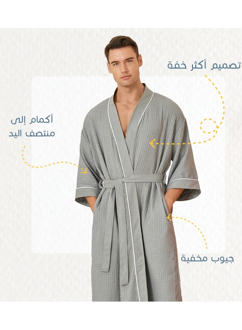 Reefi Gray Waffle Bath Robe Reefi - Image 4