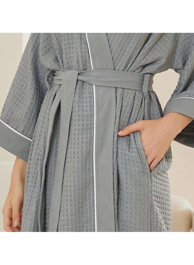 Reefi Gray Waffle Bath Robe Reefi - Image 5