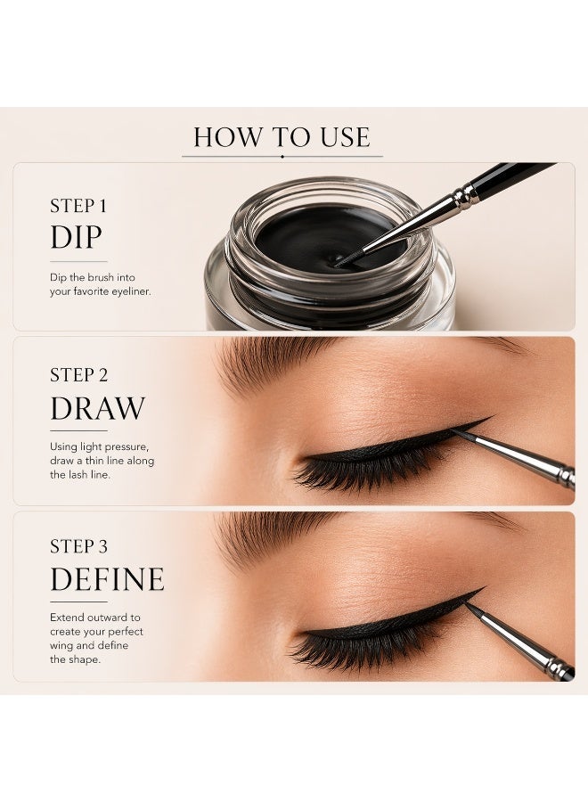 Precision Eyeliner Brush – Ultra Fine Tip Eyeliner Brush for Gel, Cream & Liquid Liner – Thin Detail Brush for Sharp Winged Liner & Tightlining – Maximum Control, Clean Lines – Milana Leesa - Image 5