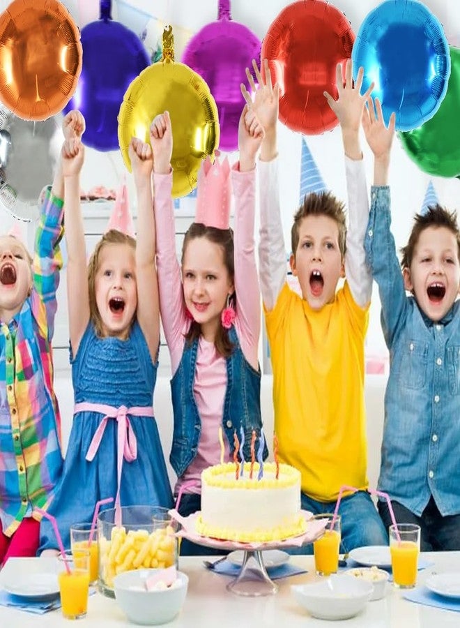 TONIFUL 30Pcs 18 Inch Large Colorful Round Shape Foil Balloons Big Colorful Circle Helium Mylar Ballons for Birthday Wedding Baby Shower Anniversary Engagement Party Decor Supplies - Image 3