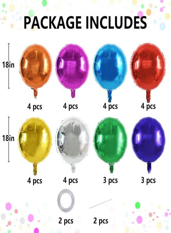 TONIFUL 30Pcs 18 Inch Large Colorful Round Shape Foil Balloons Big Colorful Circle Helium Mylar Ballons for Birthday Wedding Baby Shower Anniversary Engagement Party Decor Supplies - Image 2