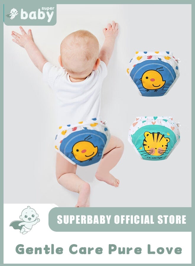 SuperBaby 2 Piece Potty Training Underwear, 6 Layers Breathable Cotton Absorbent Trainer Pants for Toddler Baby Boys Girls Waterproof - Image 1