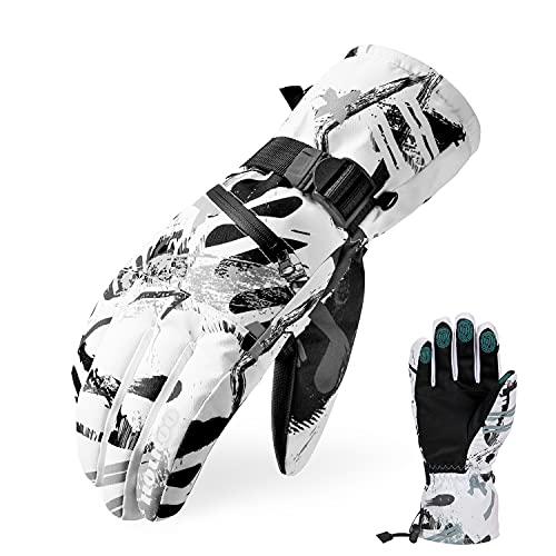 HOIHOO Ski Gloves, Waterproof Snow Gloves -30℉ Winter Gloves for Cold Weather Touchscreen Snowboard Glove Warm for Men Women (White, Medium) - Image 1