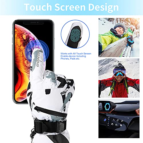 HOIHOO Ski Gloves, Waterproof Snow Gloves -30℉ Winter Gloves for Cold Weather Touchscreen Snowboard Glove Warm for Men Women (White, Medium) - Image 2