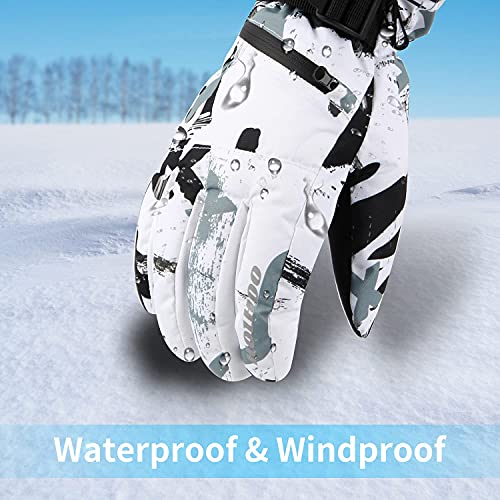 HOIHOO Ski Gloves, Waterproof Snow Gloves -30℉ Winter Gloves for Cold Weather Touchscreen Snowboard Glove Warm for Men Women (White, Medium) - Image 4