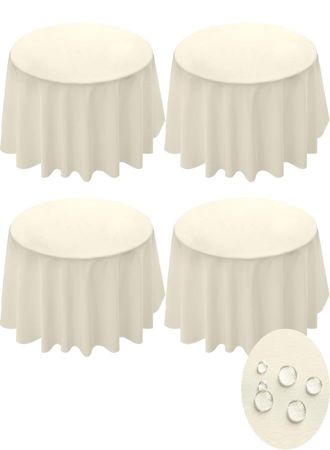 BYDOLL Table Cloth Round 60 Inch Fits Max50 Inch Diameter Top, 4 Pack Beige Washable Outdoor Winkle and Stain Resistant Spillproof Polyester Tablecloth for Round Tables Party Cover - Image 1