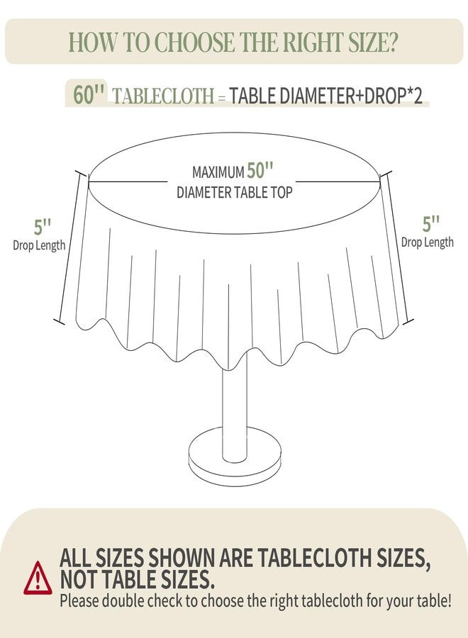 BYDOLL Table Cloth Round 60 Inch Fits Max50 Inch Diameter Top, 4 Pack Beige Washable Outdoor Winkle and Stain Resistant Spillproof Polyester Tablecloth for Round Tables Party Cover - Image 2