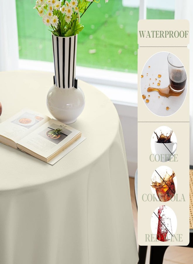 BYDOLL Table Cloth Round 60 Inch Fits Max50 Inch Diameter Top, 4 Pack Beige Washable Outdoor Winkle and Stain Resistant Spillproof Polyester Tablecloth for Round Tables Party Cover - Image 5