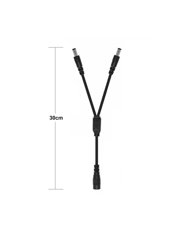 1 to 2 DC Power Splitter Cable – 5.5 x 2.1mm – 30cm – Female to Male – Black, 2 Pack - Image 5