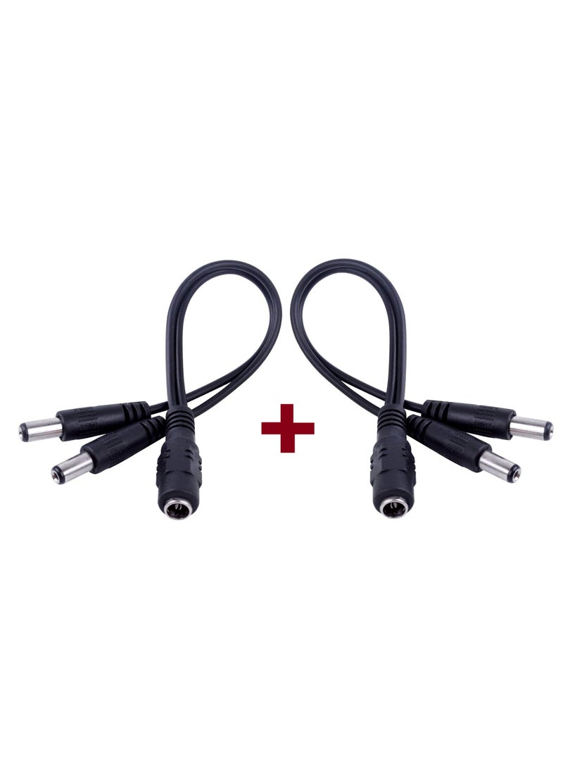 1 to 2 DC Power Splitter Cable – 5.5 x 2.1mm – 30cm – Female to Male – Black, 2 Pack - Image 1