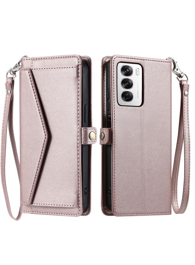 S-TOP Case For OPPO Reno12 5G Global Wallet Multi-card Slot Leather Phone Case with Lanyard - Image 1