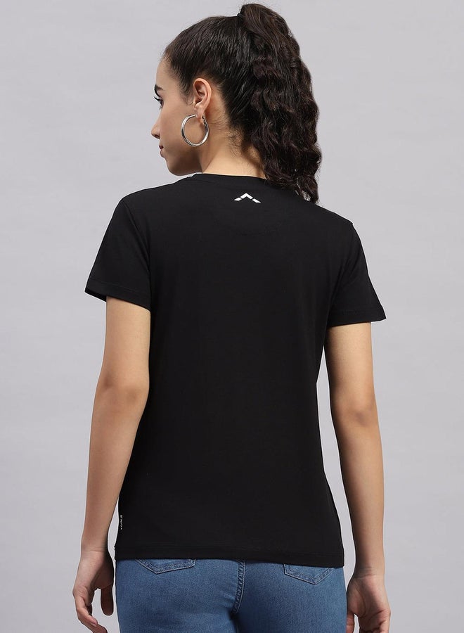 Rock.it Women Black Solid Round Neck Short Sleeve Top - Image 4