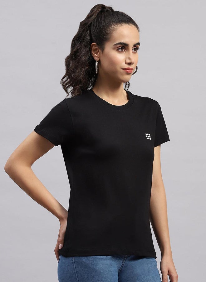 Rock.it Women Black Solid Round Neck Short Sleeve Top - Image 3