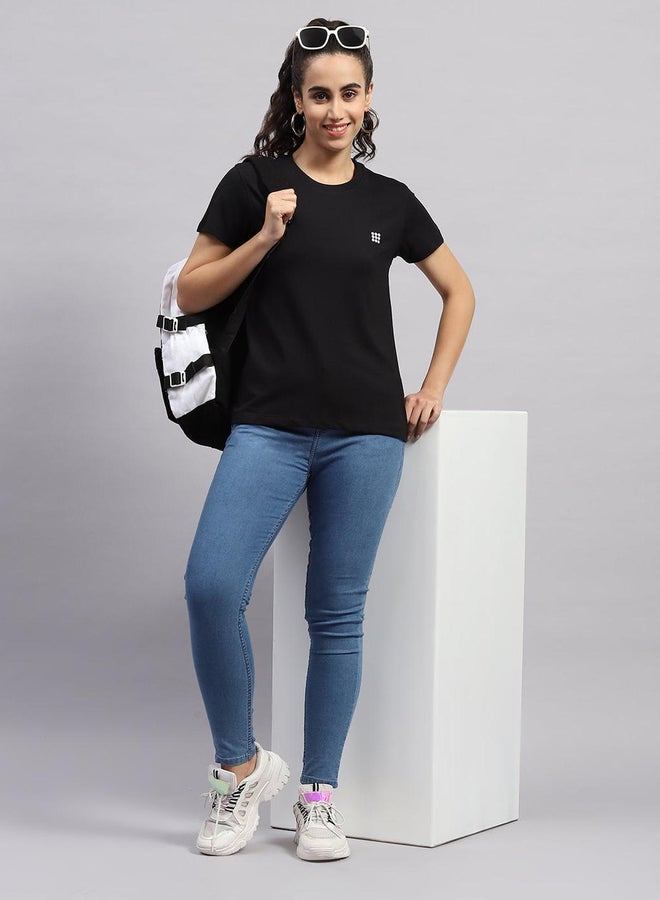 Rock.it Women Black Solid Round Neck Short Sleeve Top - Image 5