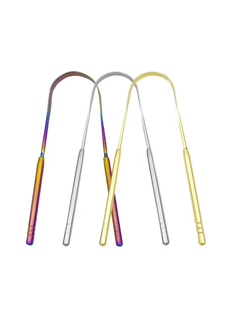 اترجسز 3 لون الفولاذ المقاوم للصدأ اللسان مكشطة يو على شكل معدن التنفس النقي تنظيف فرشاة الأسنان المغلفة اللسان صحة الفم أدوات الرعاية - Image 1