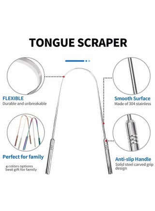 3 Colors Stainless Steel Tongue Scraper U-shaped Metal Fresh Breath Cleaning Coated Tongue Toothbrush Oral Hygiene Care Tools - view 3