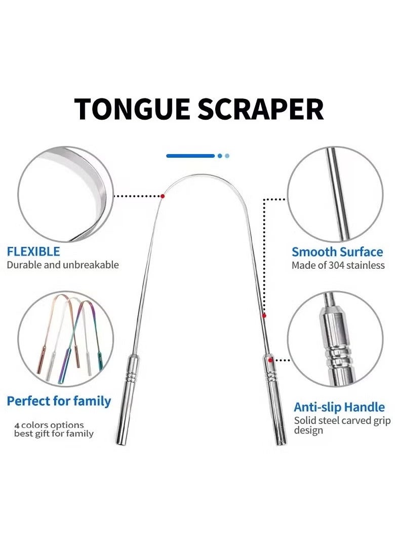 اترجسز 3 لون الفولاذ المقاوم للصدأ اللسان مكشطة يو على شكل معدن التنفس النقي تنظيف فرشاة الأسنان المغلفة اللسان صحة الفم أدوات الرعاية - Image 3